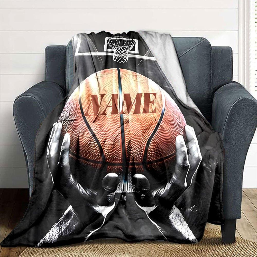 Basketball Themed Home Customize Your Name Blankets Soft Cozy And Lightweight For Yearround Use Perfect For Picnics Sofa Relaxation Office Warmth