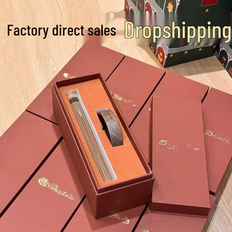 Sandalwood Incense & Walnut Holder: Handmade Zen Set for Home, Living Room & Bedroom