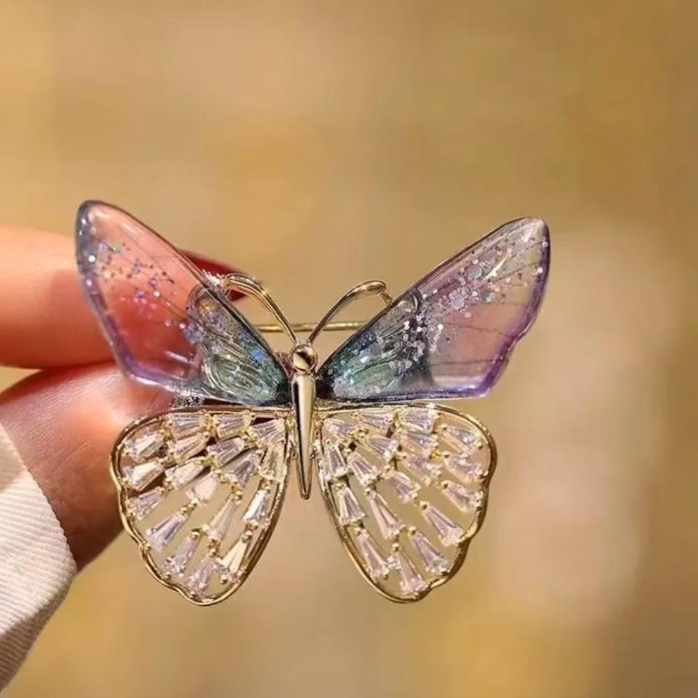 Diamond Butterfly Versatile Simple Brooch Flower Anti-light Pin Clothing Accessories Corsage