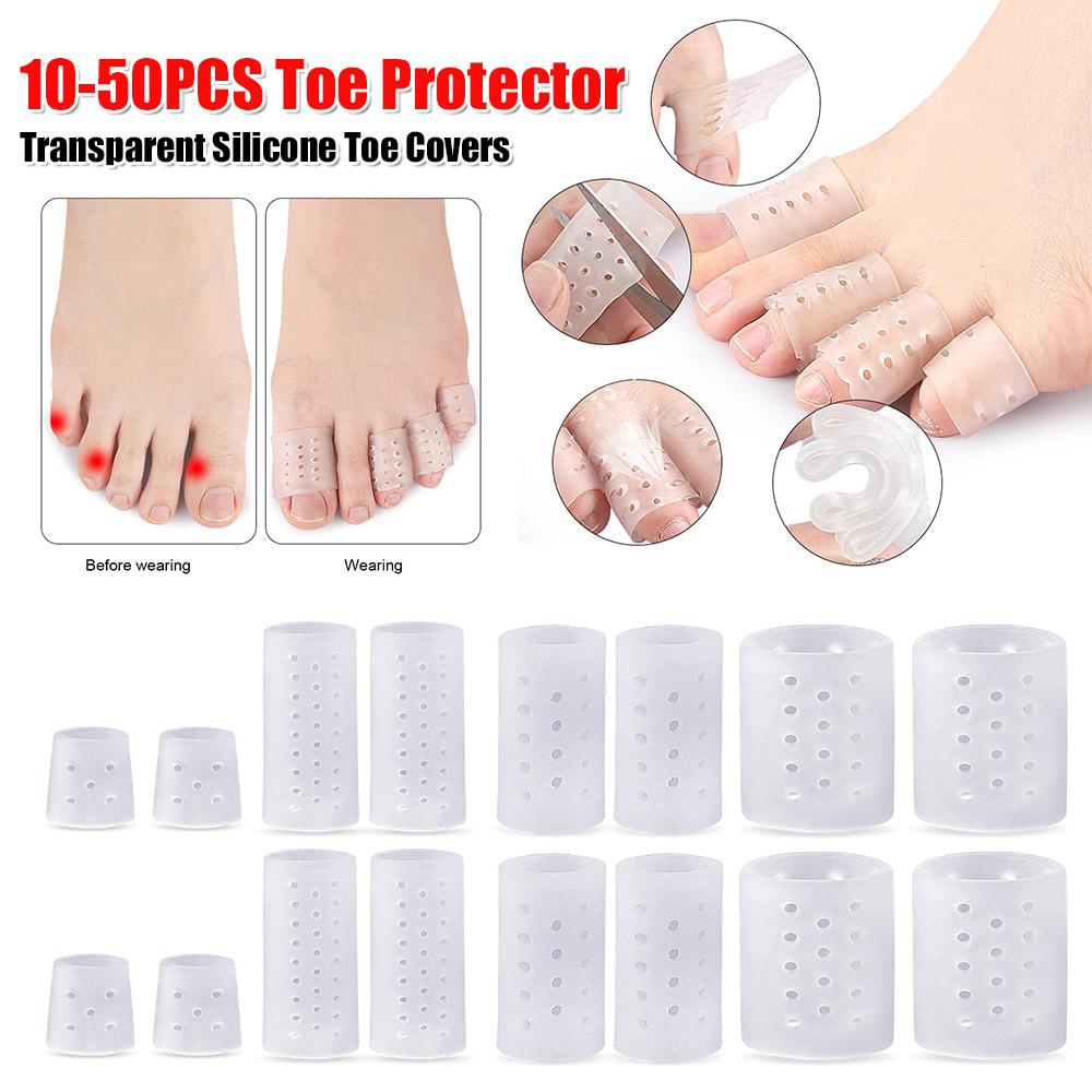 Toe Covers Transparent Silicone Toe Sleeves Breathable Toe Caps for Bunion Corns Hammer Toe Blisters Calluses