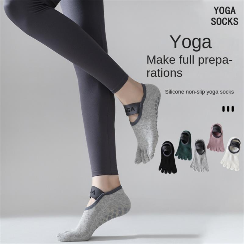 New Women Anti Slip Pilates Socks Five Toe Silicone Non-Slip Yoga Sock Bandage Ballet Dance Ladies Fitness Sports Cotton Sock