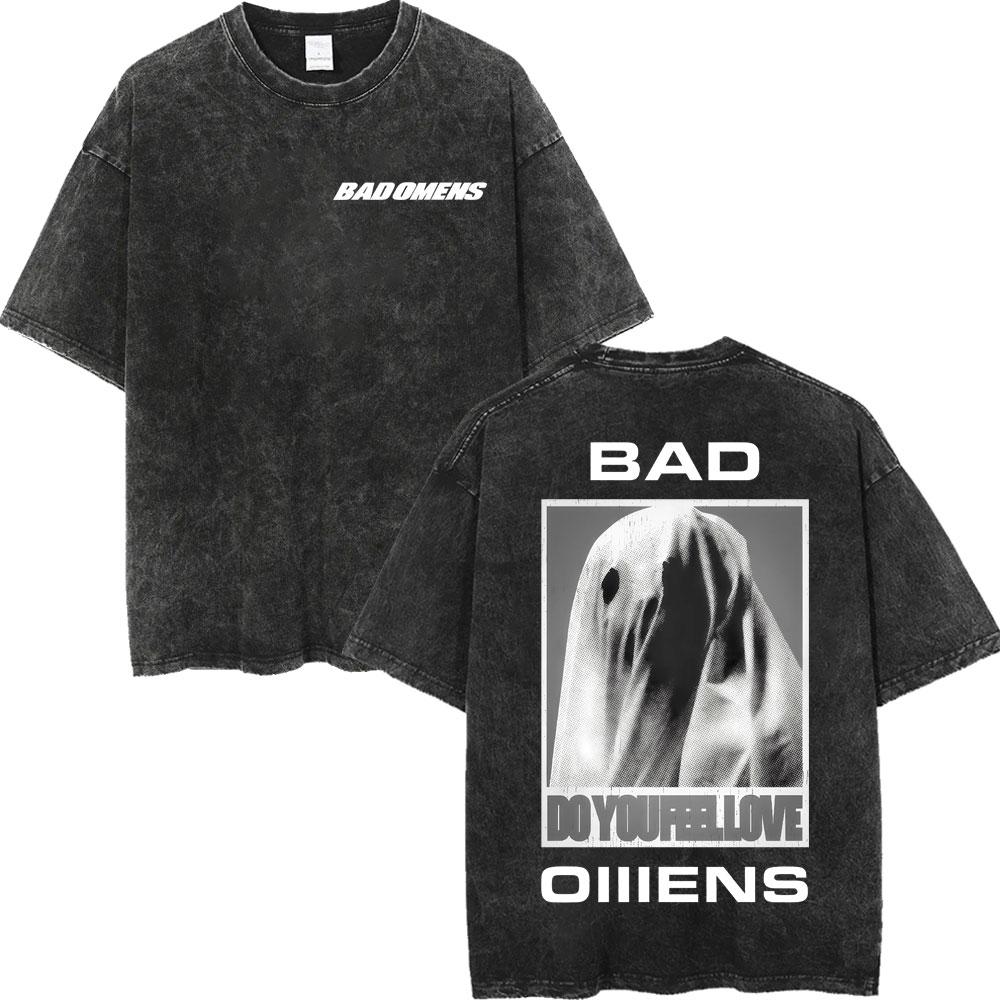 Vintage Washed Bad Omens Tour Merch T Shirt High Quality Fashion Oversized Tshirt Men Women Casual Short Sleeve Tshirts