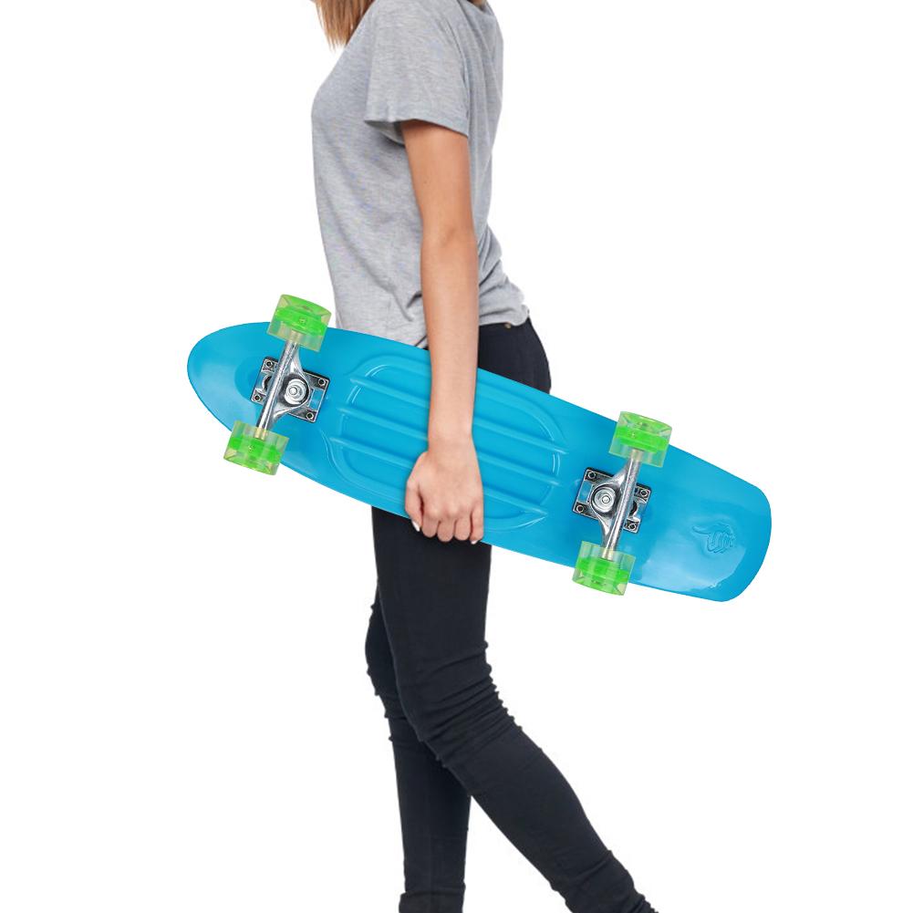 Four High Rebound PU Wheels Skateboarding Large Fish Boards Supply for Beginner Blue