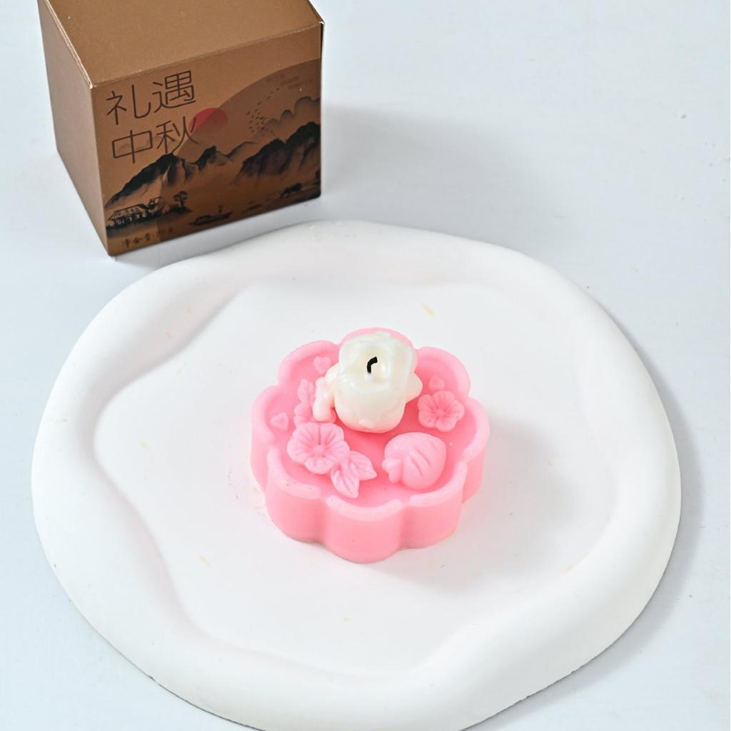 Hot Mid-Autumn Moon Cake Cute Bunny Aromatherapy Candle Gift Box Souvenir Scented Scent Gift Creative Shape Wax