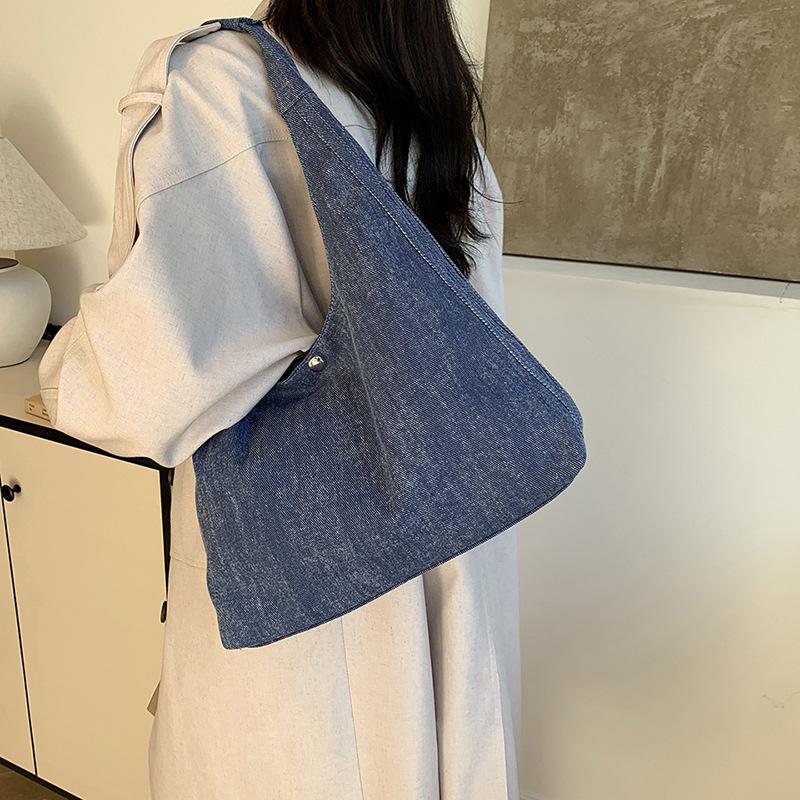 Denim Hobo Bag for Women with Oversized Design and Simple Style