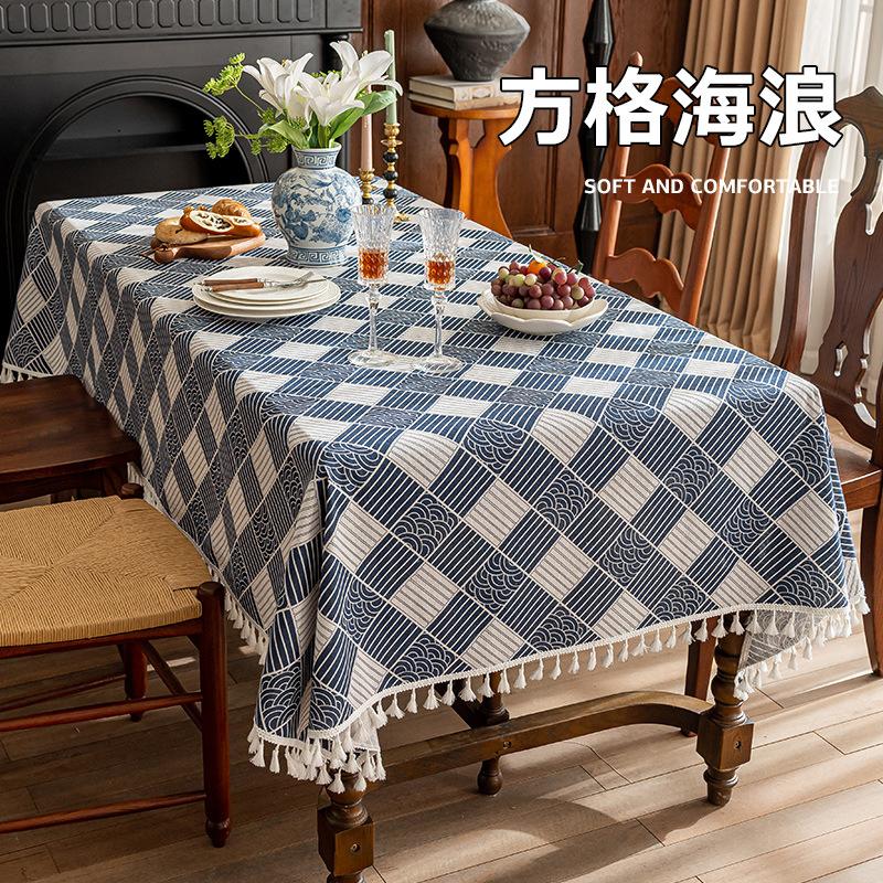 Dust-proof Decorative Coffee Table Cover Cloth Imitation Cotton and Linen Retro and Simple Tablecloth Home Restaurant Decoration