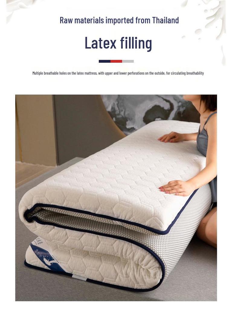 Thailand Latex Cotton Knitted Foldable Mattress - Single & Double Sizes for Dormitory
