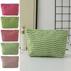 Ausverkauf Djunllk Kosmetiktasche - Große Kapazität Gestreifte Schülertasche Stifteetui Kleine Geldbörse mit Reißverschluss, Weiche Stricktasche Clutch-Taschen für Damen grün