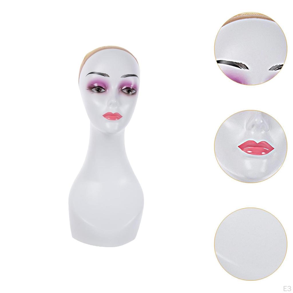 Bald Manikin Head Wig Stand Portable with Makeup Professional Shoulder for