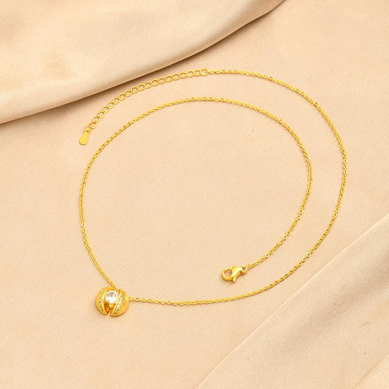 Trendy Floating CZ Planet Pendant Necklace for Women, Luxury Gold Plated Celestial Sphere Orbit Chain, Modern Jewelry Gift
