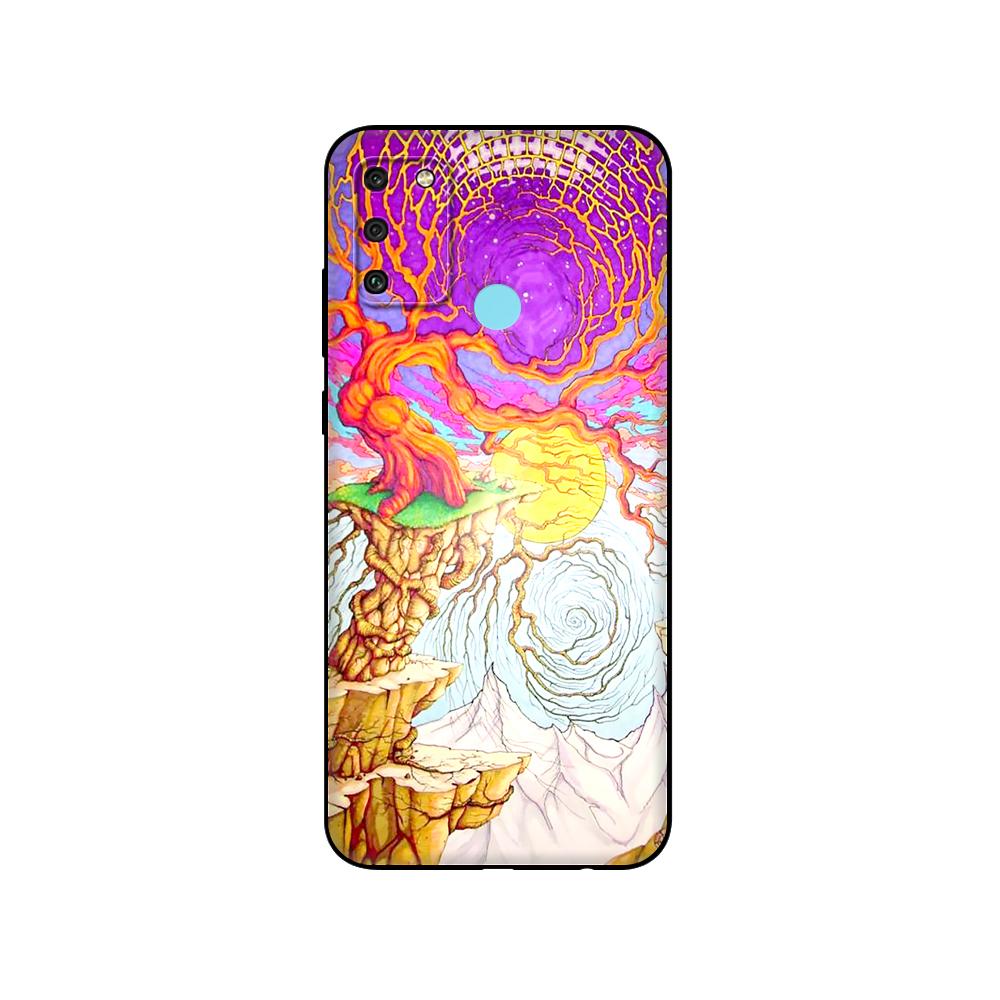 Black tpu Case For Huawei Honor 8a Prime 8s Prime 9 Lite honor 9A 9C 9X Premium 9x Pro 9S Case Cover Trippy Art aesthetic