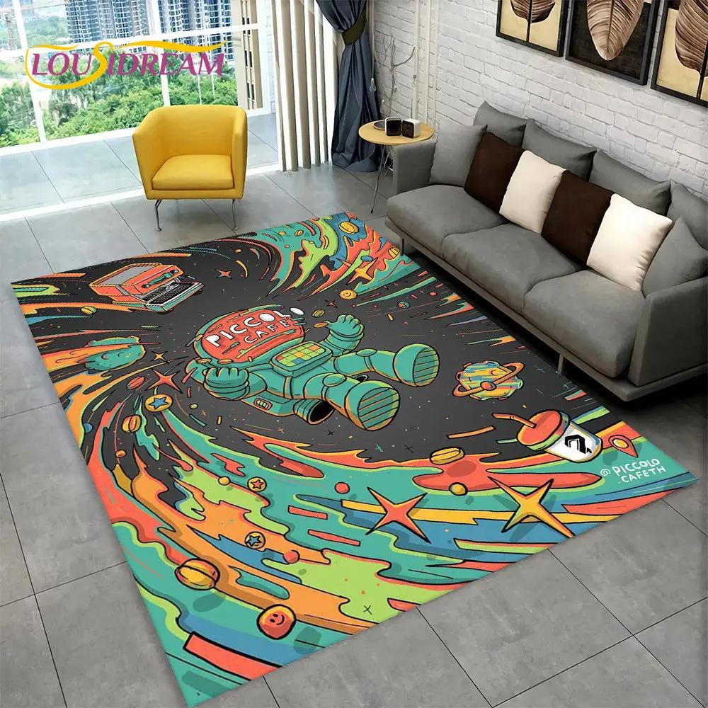 Dywanik z kreskówkowym astronautą kosmicznym 3D, Dywanik do domu, salonu, pokoju dziecięcego, pod sofę, wycieraczka, Mata podłogowa dla dzieci antypoślizgowa