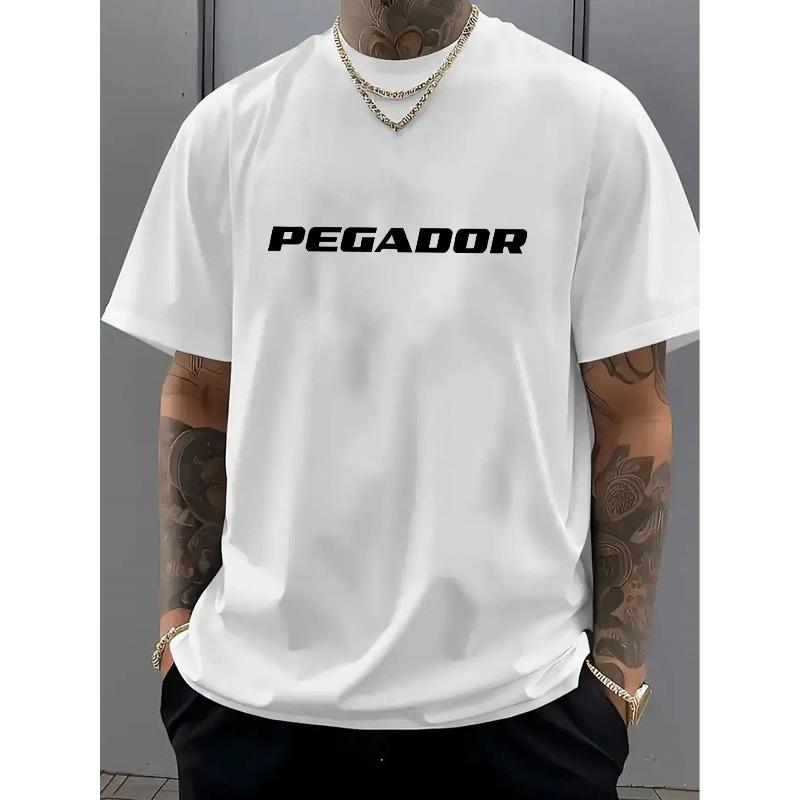 

European sizes Men s T-Shirt - Print Short Sleeve Round Neck, Black/White with White Logo - Breathable Summer Casual Tee for Beach, Music Festivals 4XL білий