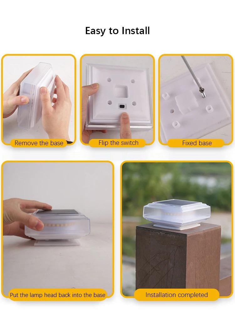 30Led Solar Pillar Light, Post Caps Lights, Waterproof Fence Post Lamp Outdoor, for Garden Wooden Post Lawn Camping Summer Decor