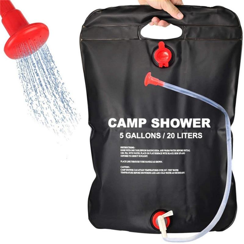 20 L Shower Water Bag, Picnic Water Storage Bag, Shower Water Bag, Outdoor Camping Folding Water Bag Car Camping Equipment чёрный