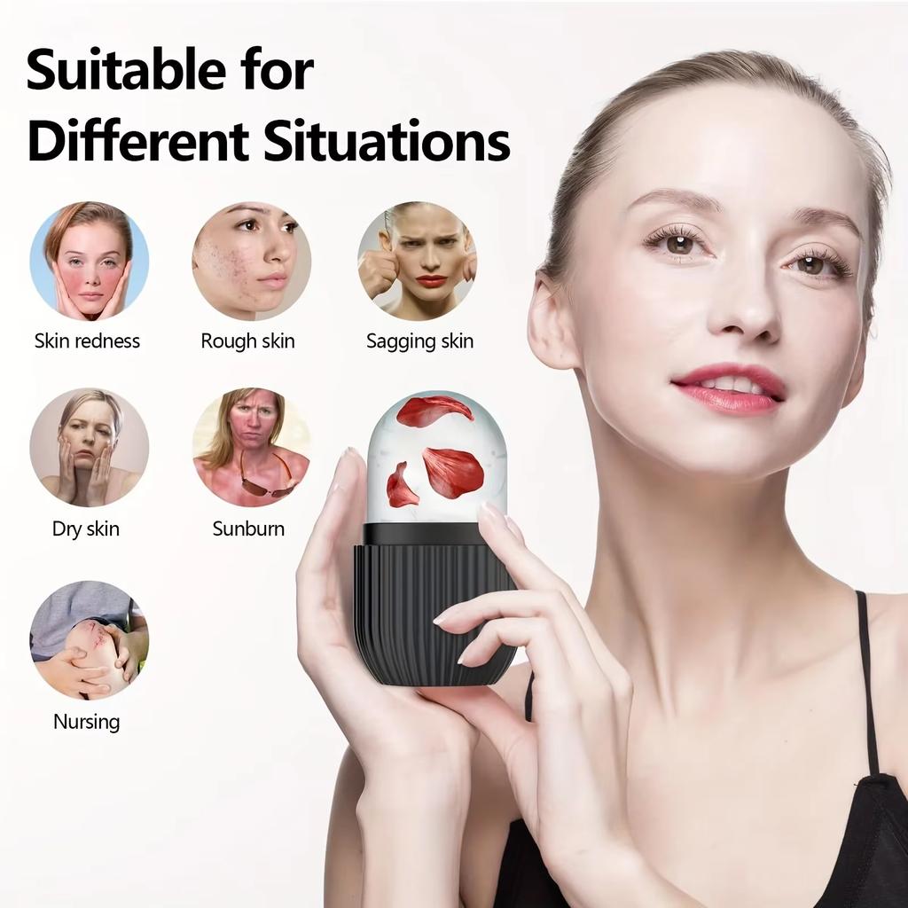 Silicone Ice Roller Massager For Face Eyes - Natural Skin Care Cooling and Eliminating Eye Bags Reusable and Soothing