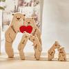 Handcrafted Wooden Bear Puzzle Set - Mother & Child Carving Ornament