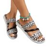 Large Size Women's Sandals New Leopard Print Flat Bottom One Word Fashion Sandals Women