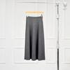 Black Label Women's A-Line Knitted Midi Skirt, Elastic Waist, Yangtze Yarn 2-Ply 48s Wool, Black Grey