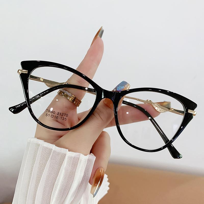 Ultra Light TR90 Frame Eyeglasses for Women Anti Blue Light Glasses Fashion Printed Cat Eye Reading Glasses Compute Goggles