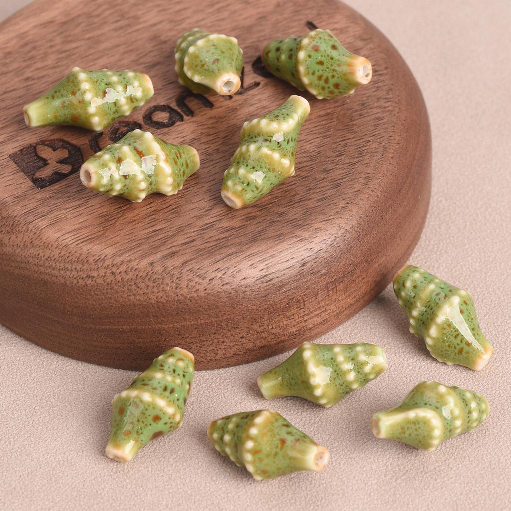 10pcs Ocean Conch Shape 20x11mm Colorful Glazed Ceramic Porcelain Loose Beads For Jewelry Making DIY Crafts Findings