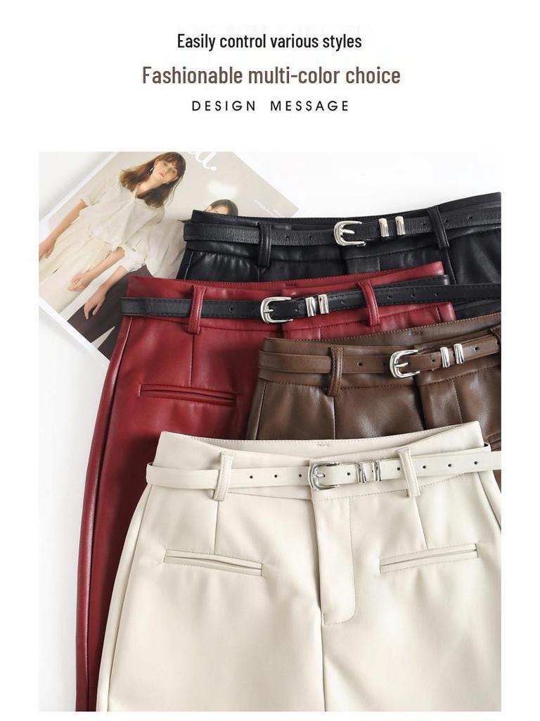 2025 Brand Korean Style A-Line Leather Skirt - Autumn/Winter Slimming, Comfortable, Hip-Hugging, Versatile, Fashionable.