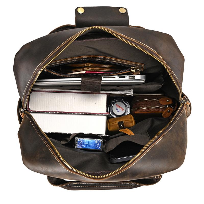 Luxry Brand Designer Leather Backpack Large Capacity Travel Bag Of Men Male Vintage Fashion Backpack for 15.6 Computer Drop Ship