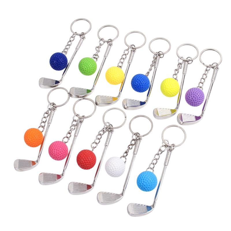 Simulation Mini Golf Ball Keychain Creative Metal Keyring Car Key Holder Bag Pendant Hanging Decoration Couple Gifts