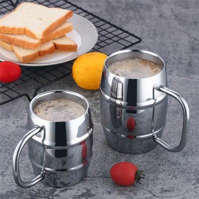 Double Wall Stainless Steel Beer Mug Portable Coffee Tea Cups Travel Tumbler Office Use Water Cup with Handle Drinkware