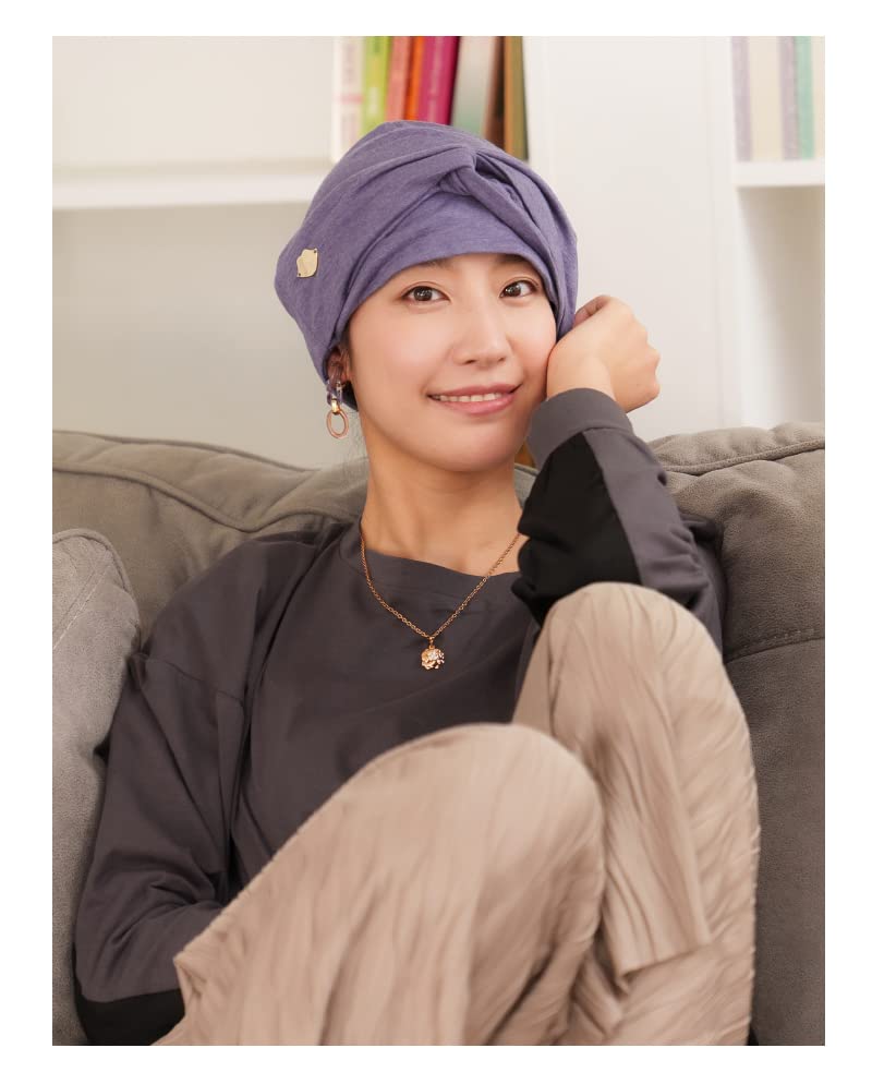 MY Medical Care for Hair Magique Hat Jean [KISS LIFE] Hat, Hat, Women's, Cute, Stylish, Cancer, Loss, Chemotherapy, (Turban Style) (Purple)
