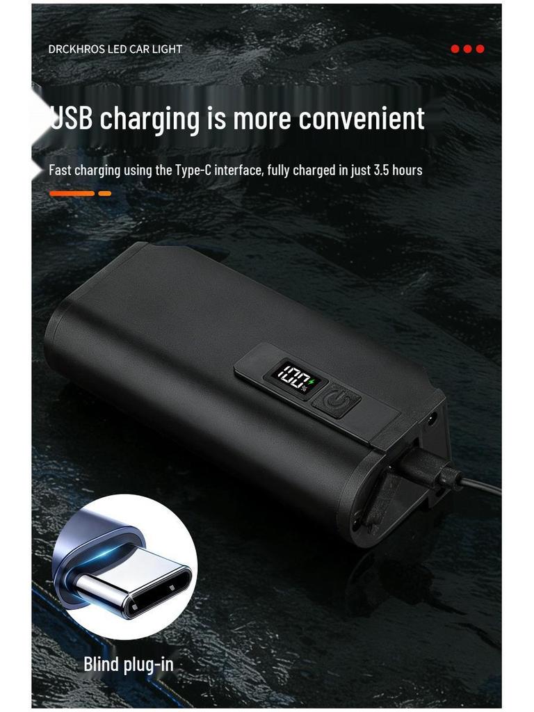 Super Bright Rechargeable Aluminum Bike Front Light with Power Display