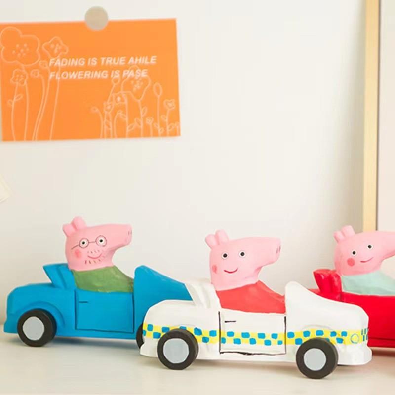 Peppa Pig Wooden Handcrafted Diy Car Toy For Kids And Home Decor With Modern Art Style