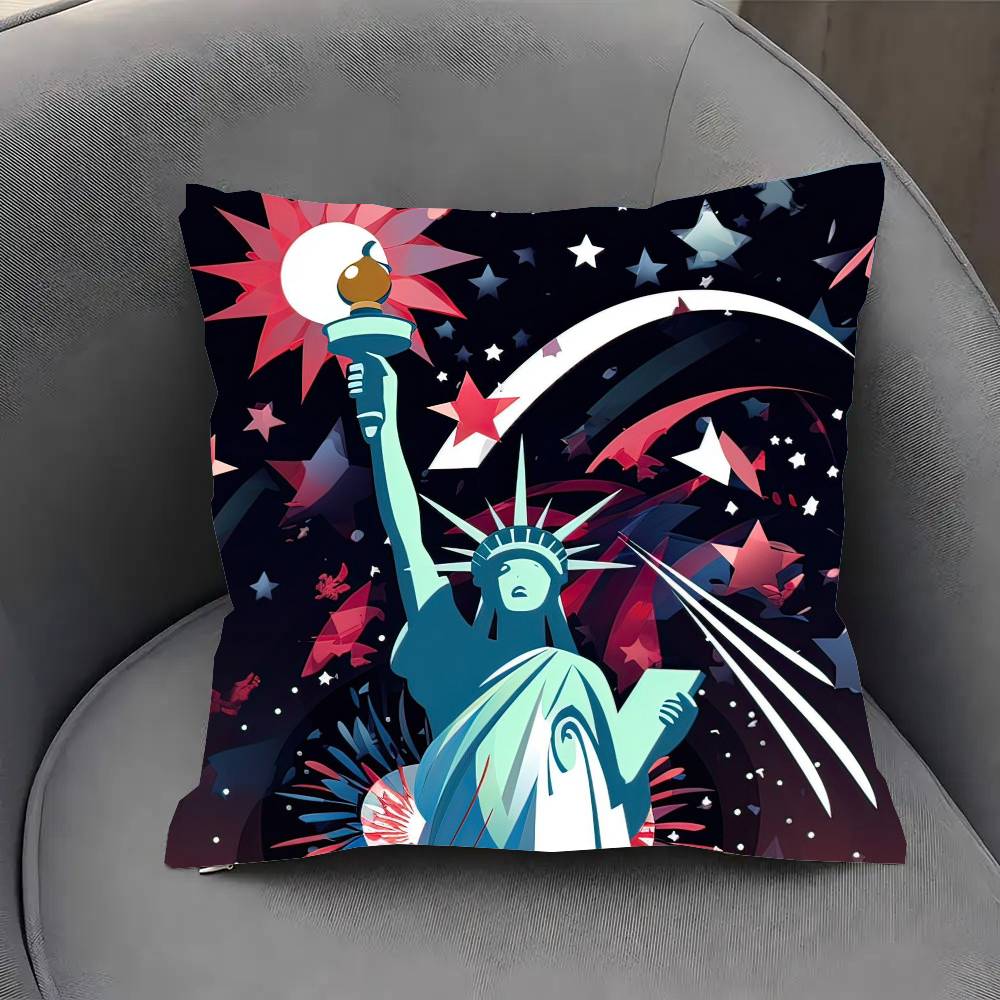 Statue Of Liberty Art Pillow Case Sofa Cushion Cover Room Home Decoration