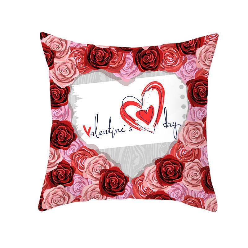 Pink Series Valentine's Day Peach Skin Pillowcase Home Sofa Cushion Cover Square Pillowcase