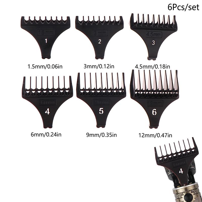 6Pcs/Set For T9 1.5/3/4.5/6/9/12 Mm Professional Hair Trimmer Limit Comb Universal Guards Hairdresser Hair Cutting Guide Barber