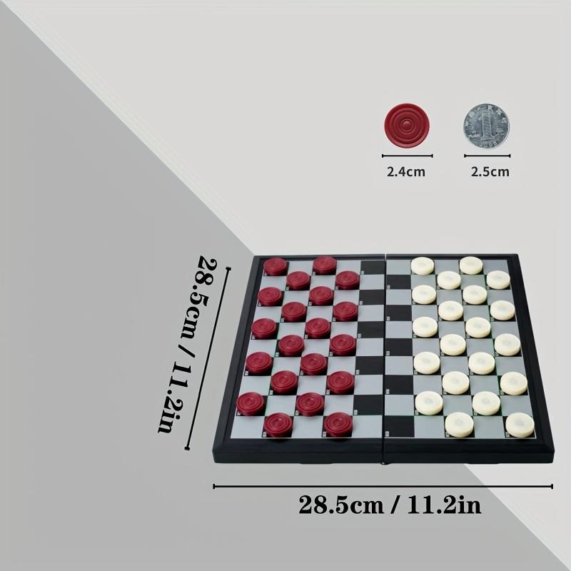 1An International Checkers Board Travel Folding Chessboard Portable Checkers and Chess Set Outdoor Camping Vehicle Family Party Game Holiday Gifts