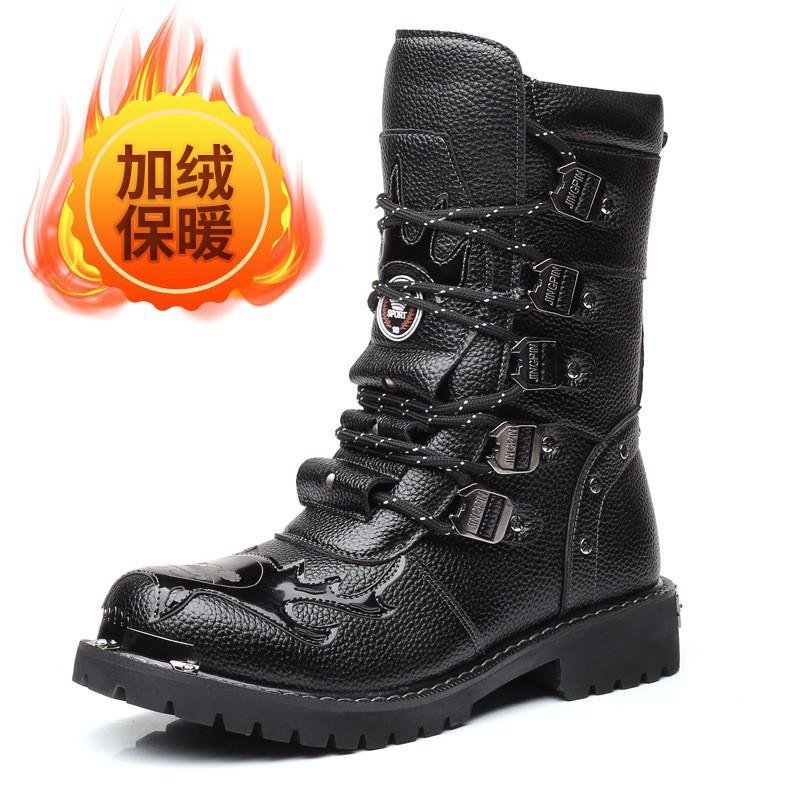 Medium Boots Martin Boots Men's High Top British Style Big Head Tooling Boots Cycling Locomotive Leather Boots Fashion Boots Men's Shoes