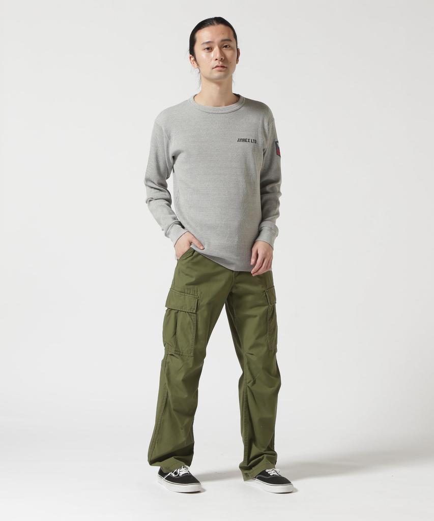 LONG SLEEVE WAFFLE Sleeve Waffle Navy 2XL 020 Gray [AVIREX] T-SHIRT U.S. NAVY/Long T-Shirt U.S. 783-4130006 Men's