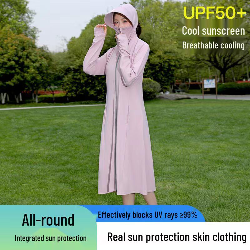 Women's Extra Long Breathable Ice Silk UV Protection Sunscreen Jacket - Casual Outdoor Style