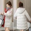 Abrigo de invierno para mujer, abrigo acolchado de algodón de manga larga con capucha, abrigo grueso holgado con cremallera de longitud media, prendas de vestir, chaqueta, ropa de calle