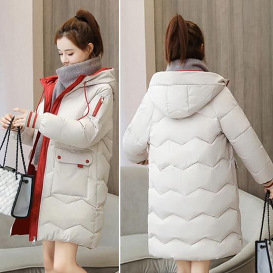Abrigo de invierno para mujer, abrigo acolchado de algodón de manga larga con capucha, abrigo grueso holgado con cremallera de longitud media, prendas de vestir, chaqueta, ropa de calle