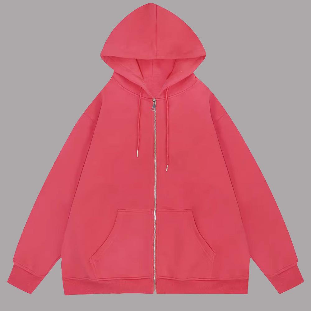 Light Pink Sweater Men'S And Women'S Full Zipper Hoodie