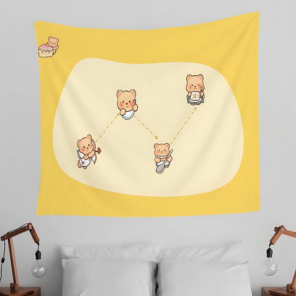 BButter BBear Cute Tapestry Wall Hanging Tapestry Art Deco Blanket Curtain Hanging At Home Bedroom Living Room Decor