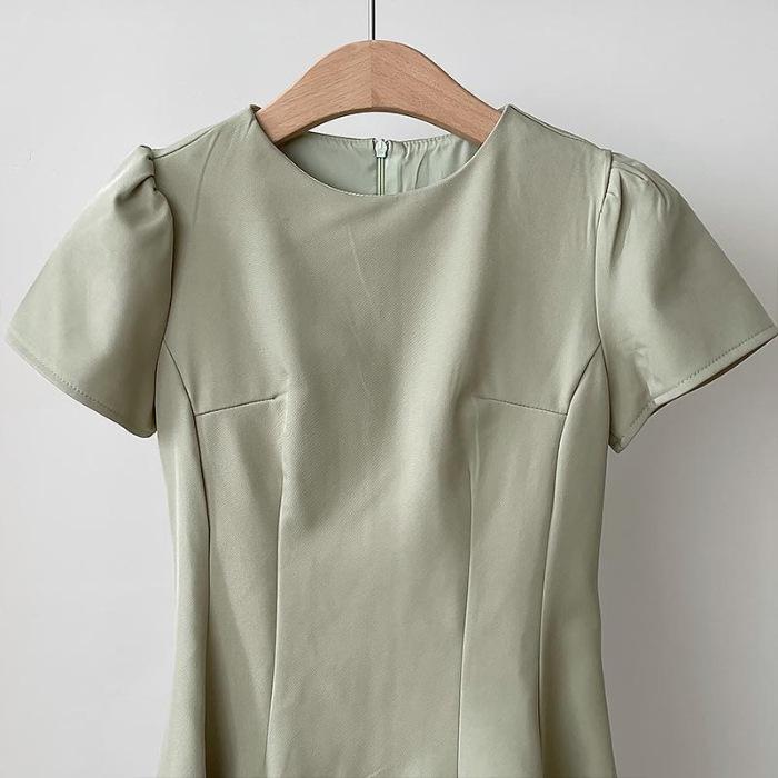 

Вечернее платье для миниатюрных женщин зеленого цвета во французском стиле с коротким рукавом M