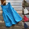 Plus Size Women's Sleeveless Linen Cotton Blend Tank Top Button Front Solid Color Casual Summer Blouse Lightweight Breathable Fabric