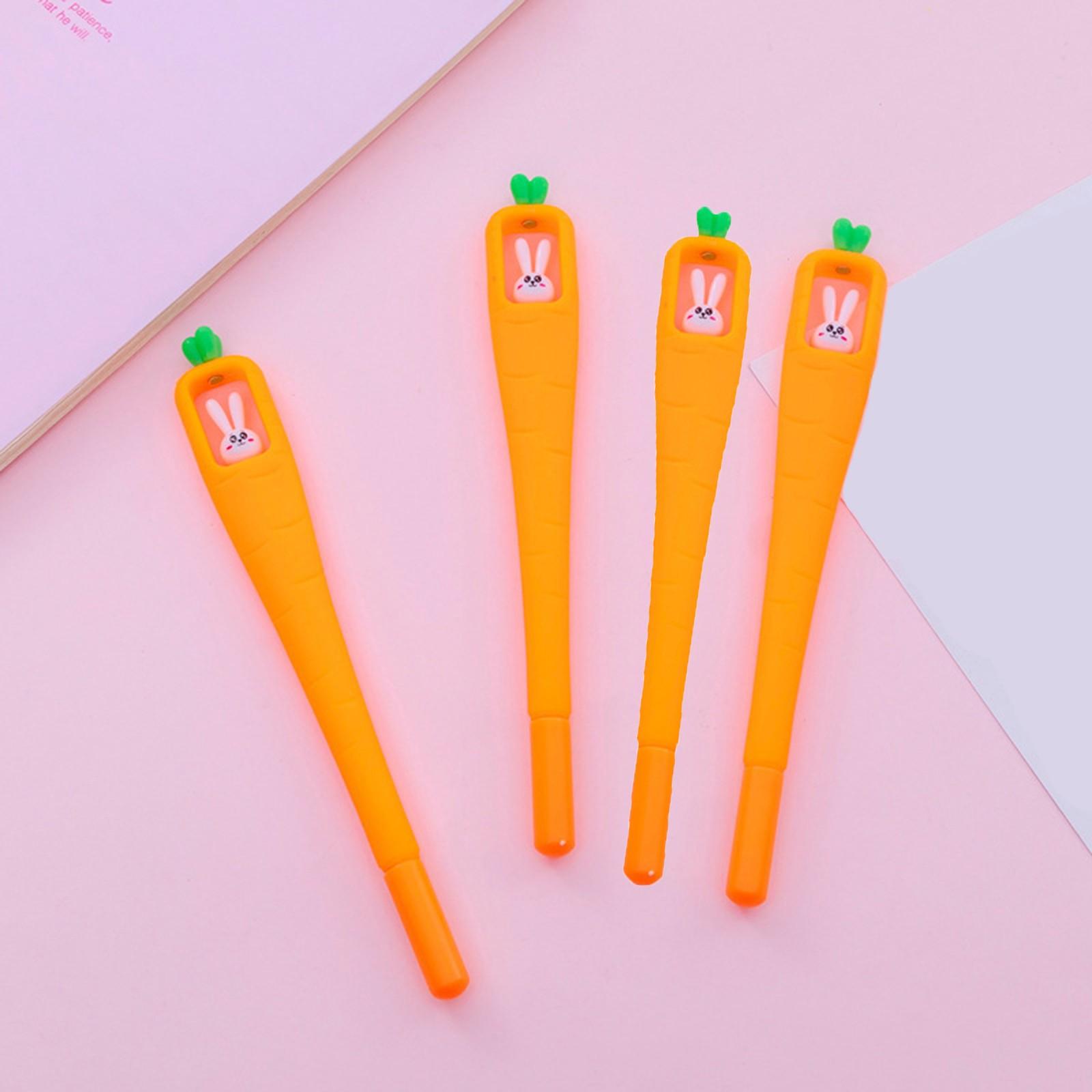 

4 шт. Милая мультяшная ручка с морковкой, студенческая творческая черная ручка для воды 4 мл One Size