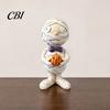 Resin Figurine Mummy Holding Pumpkin Halloween Decoration, Spooky Collectible Desktop for Indoor Shelf, Tiered Tray Decor