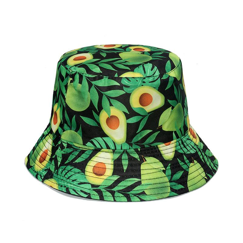 Unisex Vegetables Fruits Print Bucket Hats For Women Girls Summer Double-Sided Foldable Panama Sun Hat Fruit Bob Fisherman Caps
