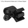 uxcell Microphone Holder, O.D. 32mm - 60mm Plastic Interface, Microphone Holder Clip with 14" Plastic Adapter for Lavalier Microphones, Black, Set of