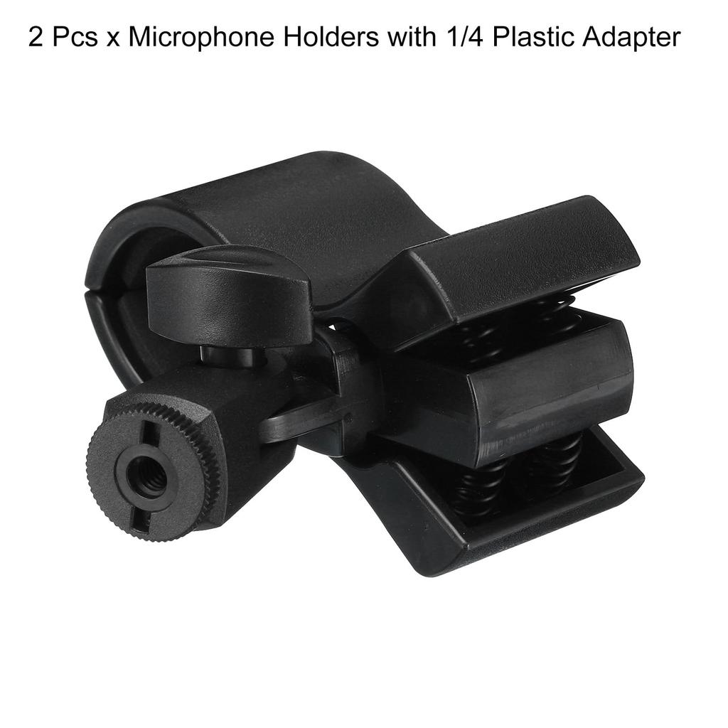 uxcell Microphone Holder, O.D. 32mm - 60mm Plastic Interface, Microphone Holder Clip with 14" Plastic Adapter for Lavalier Microphones, Black, Set of